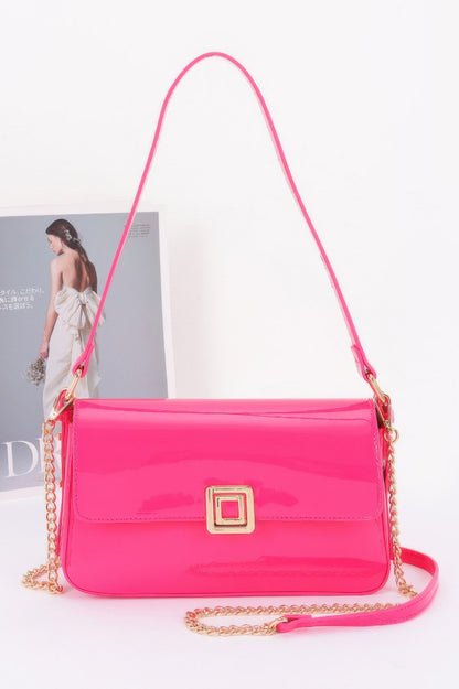 Enamel Flap Shoulder Bag