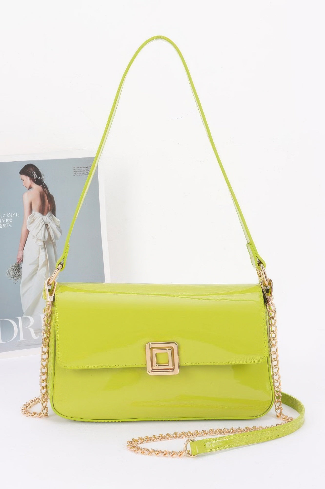 Enamel Flap Shoulder Bag