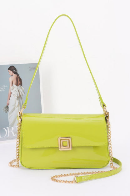 Enamel Flap Shoulder Bag