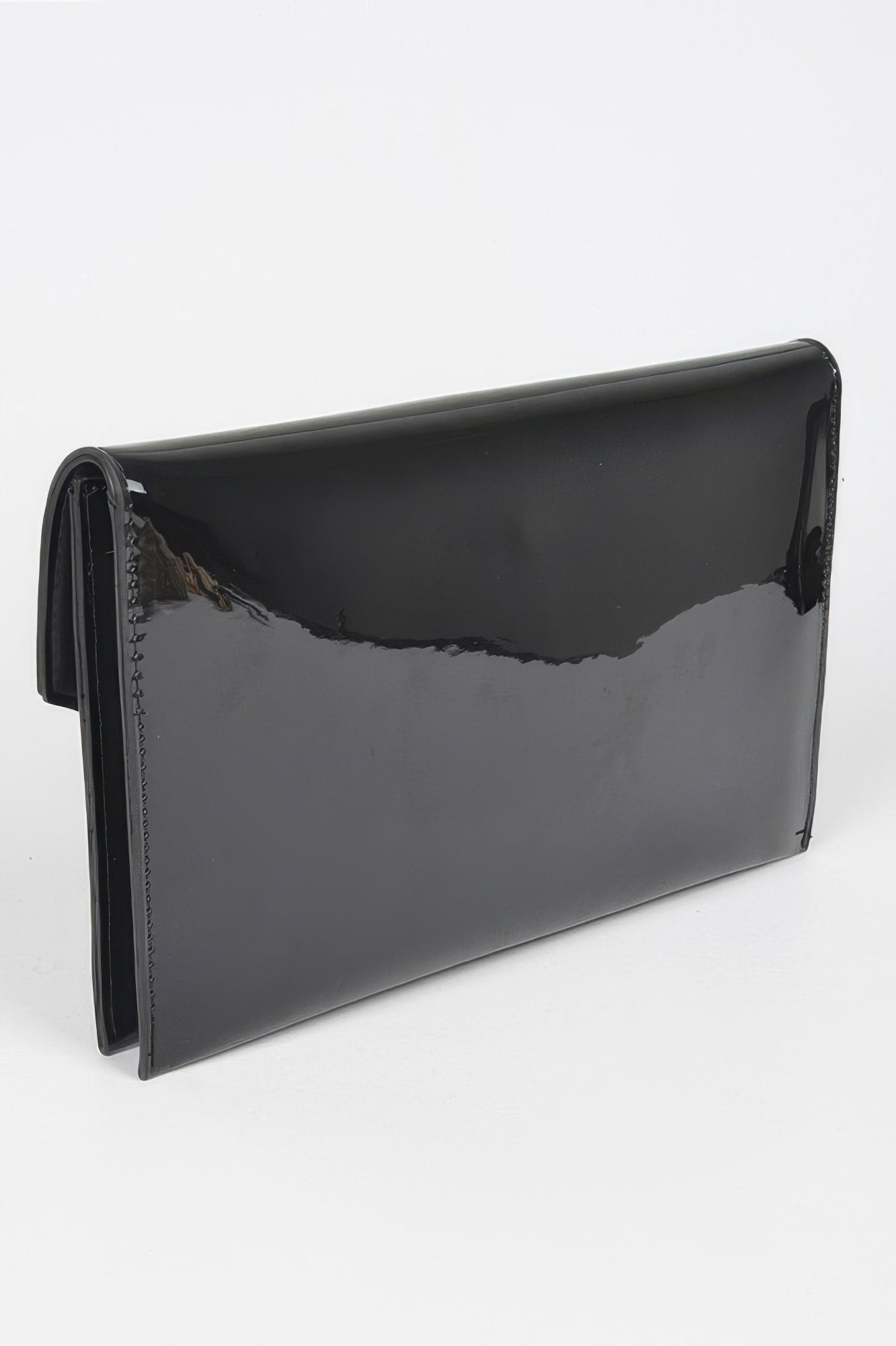 Enamel Faux Leather Metal Handle Flap Clutch