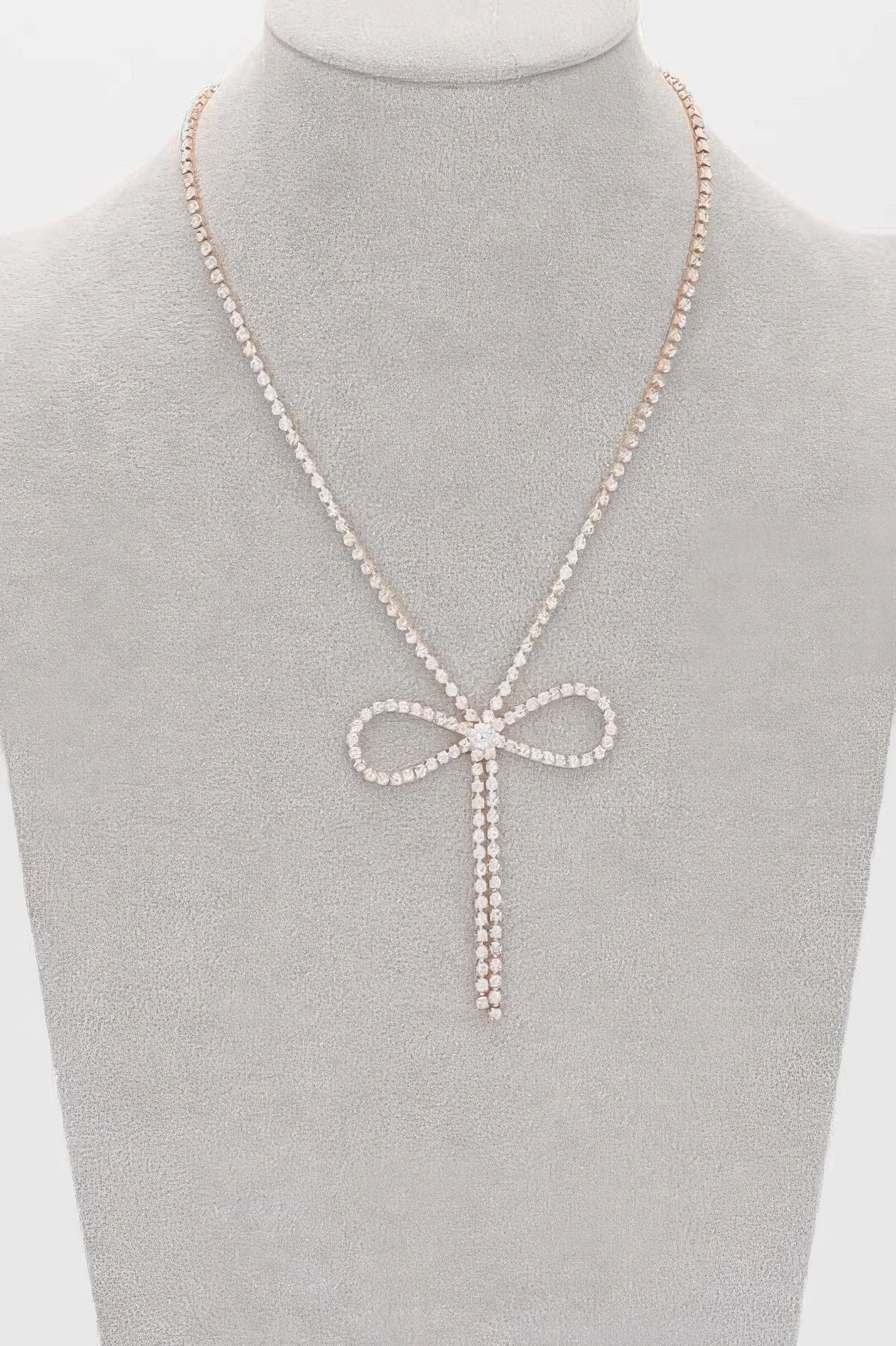 Rhinestone Ribbon Necklace