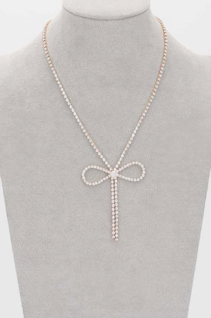 Rhinestone Ribbon Necklace