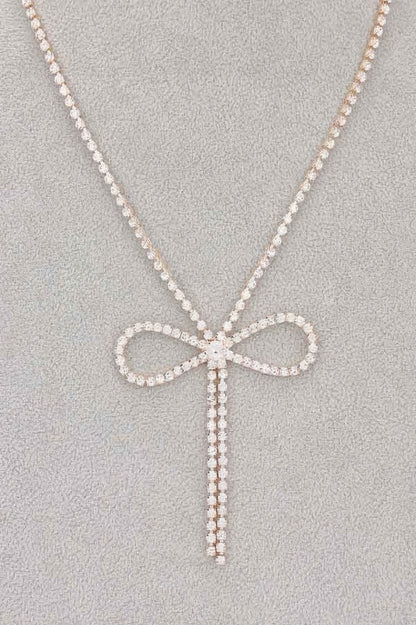 Rhinestone Ribbon Necklace