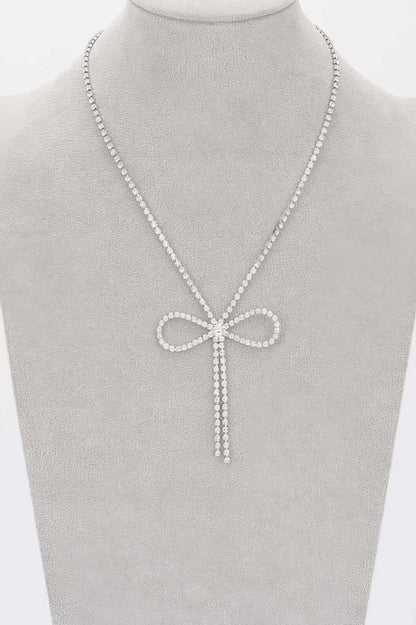 Rhinestone Ribbon Necklace