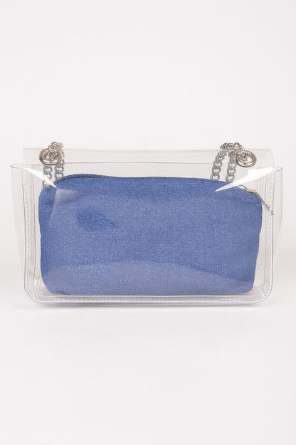 Clear Bag W/ Denim Pouch