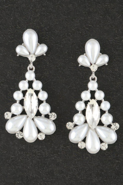 Jeweled Pearl Teardrop Earrings