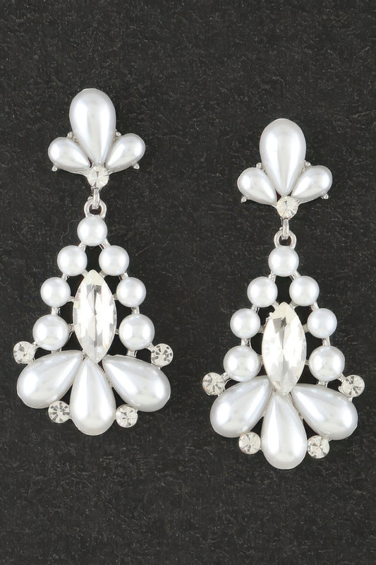 Jeweled Pearl Teardrop Earrings