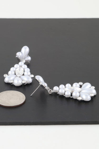 Jeweled Pearl Teardrop Earrings