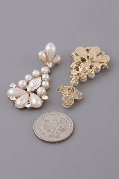 Jeweled Pearl Teardrop Earrings