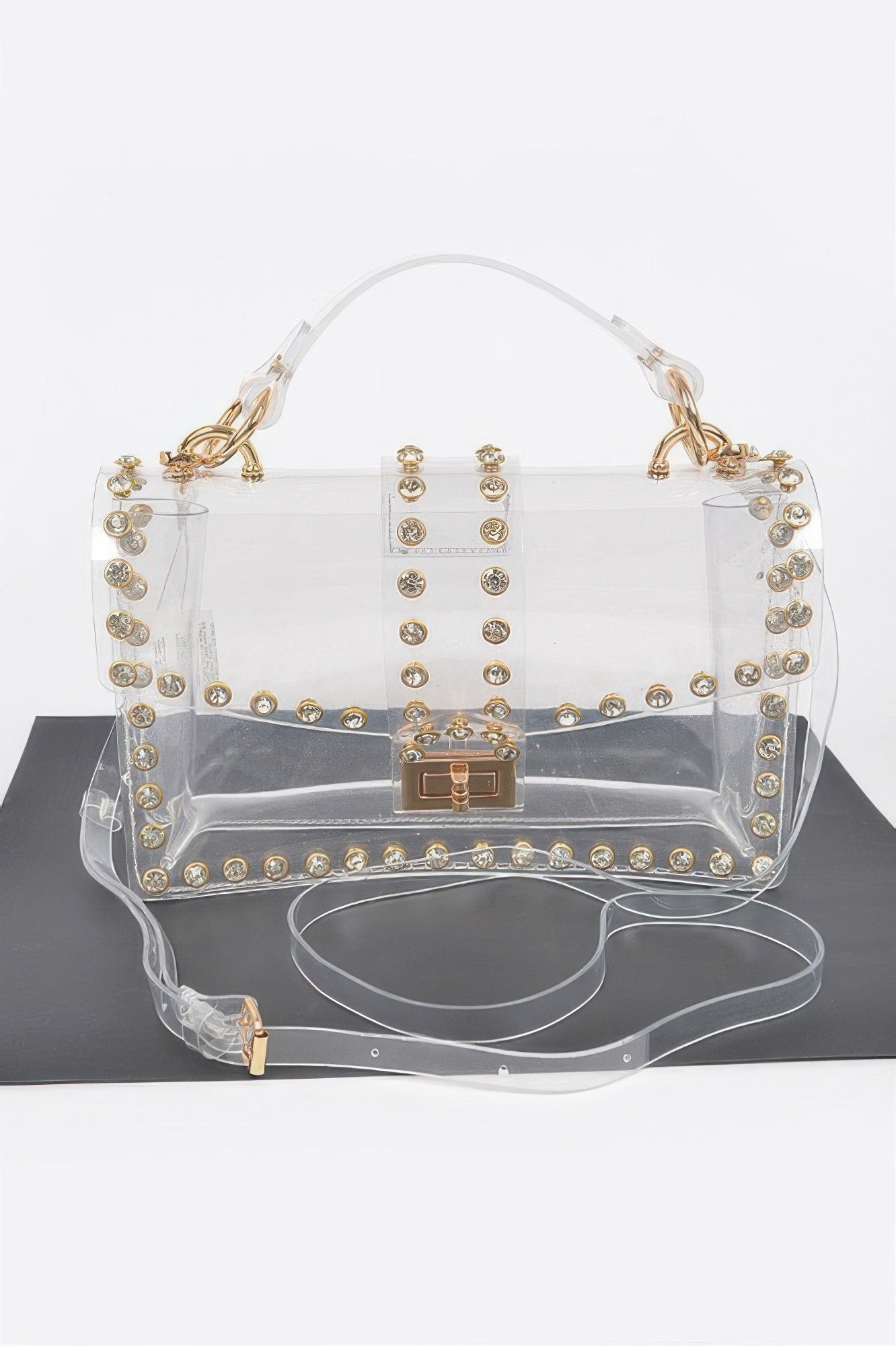 Rhinestone Studded Transparent Crossbody Bag