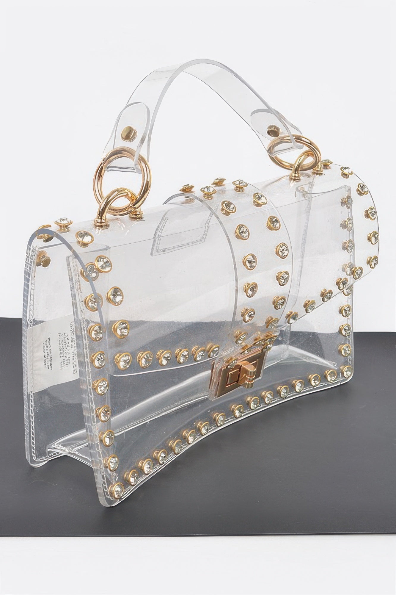 Rhinestone Studded Transparent Crossbody Bag