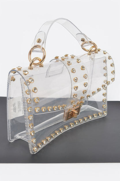 Rhinestone Studded Transparent Crossbody Bag