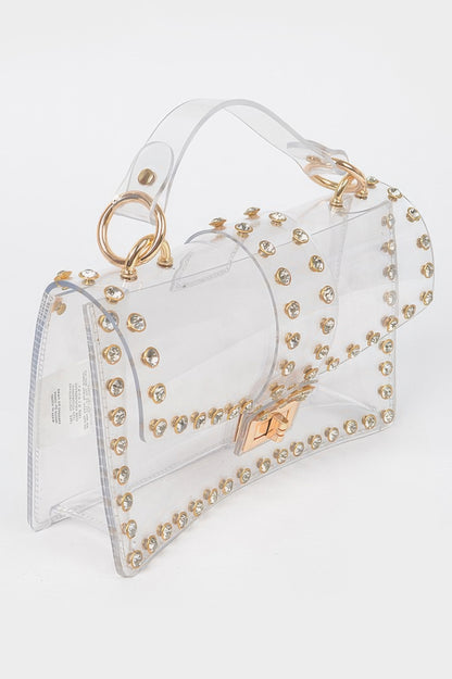 Rhinestone Studded Transparent Crossbody Bag