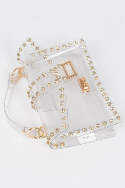 Rhinestone Studded Transparent Crossbody Bag