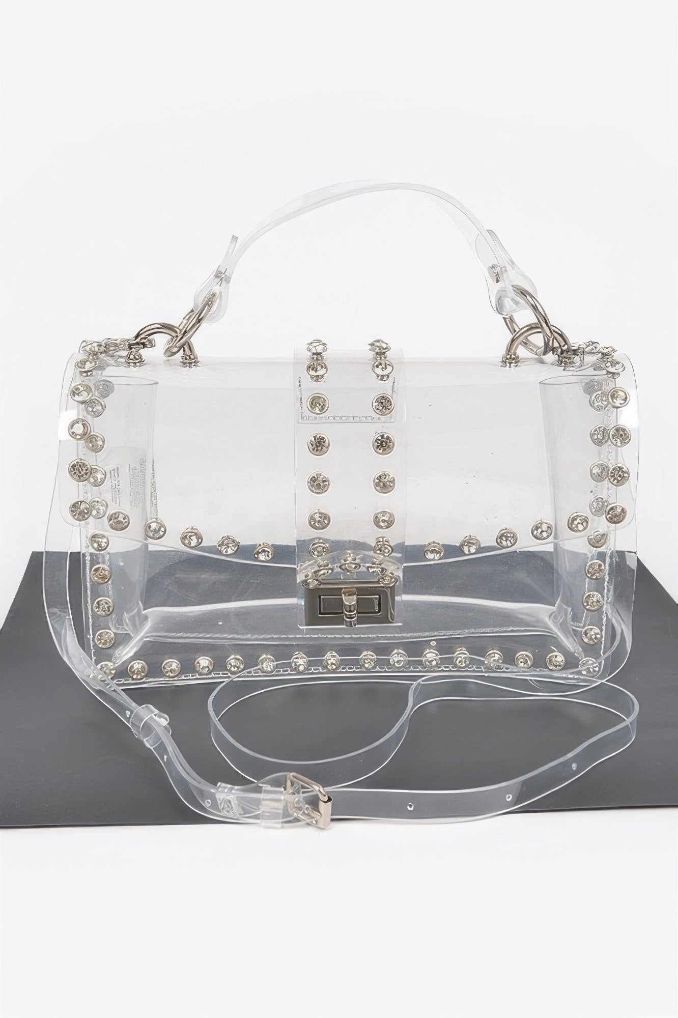 Rhinestone Studded Transparent Crossbody Bag