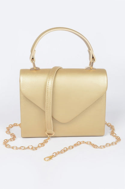 Faux Leather Simple Handle Clutch