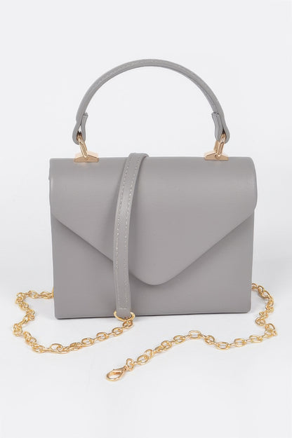 Faux Leather Simple Handle Clutch