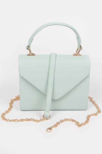 Faux Leather Simple Handle Clutch