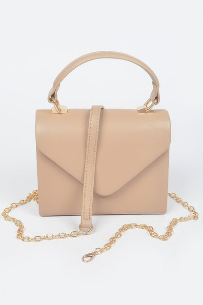 Faux Leather Simple Handle Clutch
