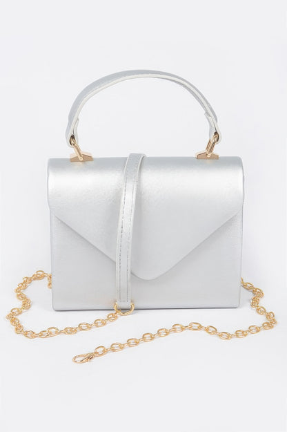 Faux Leather Simple Handle Clutch