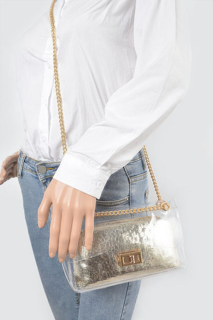 Clear Pvc Clutch With Shiny Pouch