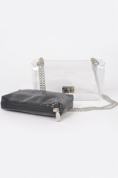 Clear Pvc Clutch With Shiny Pouch