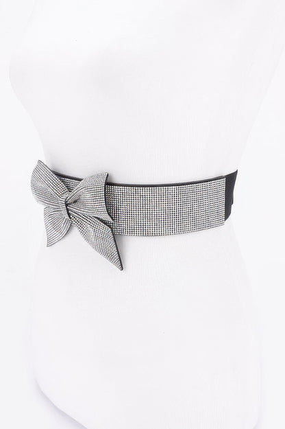 Rhinestone Ribbon Elastic Belt
