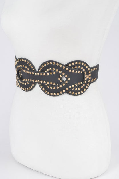 Faux Leather Metal Studded Elastic Belt