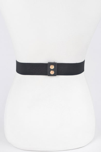 Faux Leather Metal Studded Elastic Belt