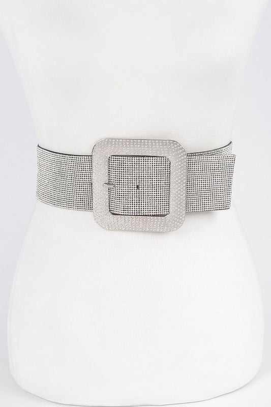 Rhinestone Buckle Elastic Belt