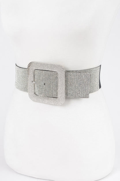 Rhinestone Buckle Elastic Belt