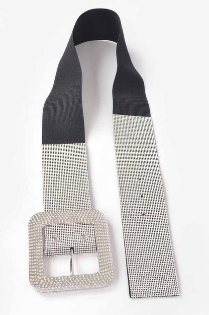 Rhinestone Buckle Elastic Belt