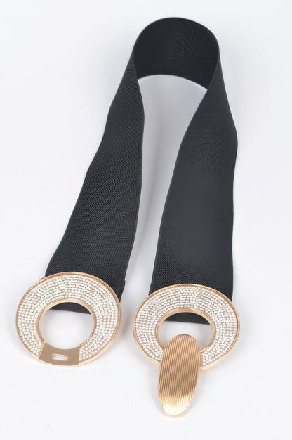 Rhinestone Two Buckle Elastic Belt