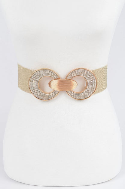 Rhinestone Two Buckle Elastic Belt