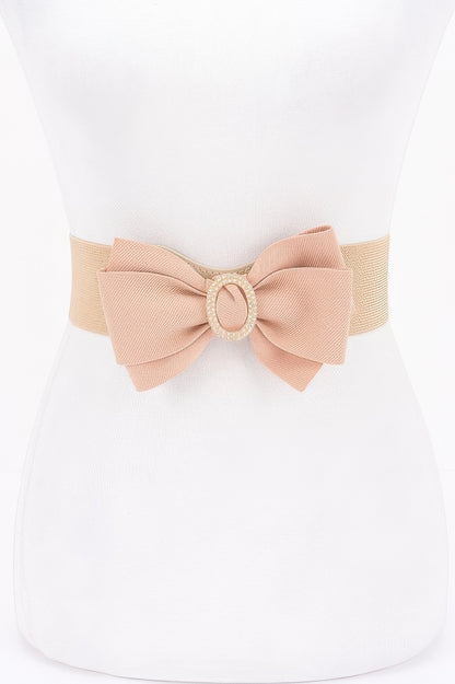 Rhinestone Bow Buckle Stretch Belt