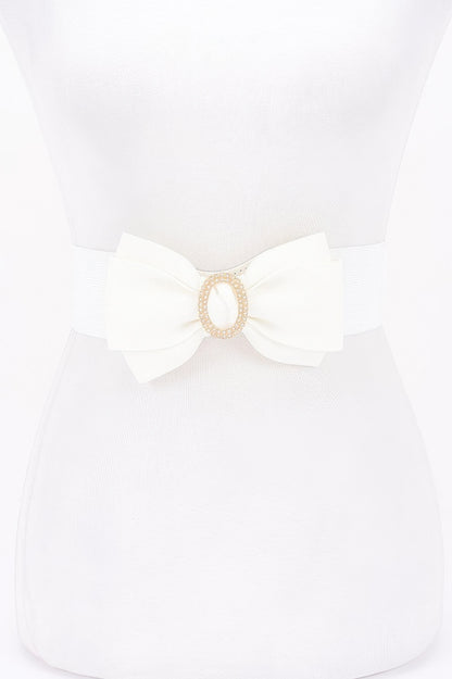 Rhinestone Bow Buckle Stretch Belt