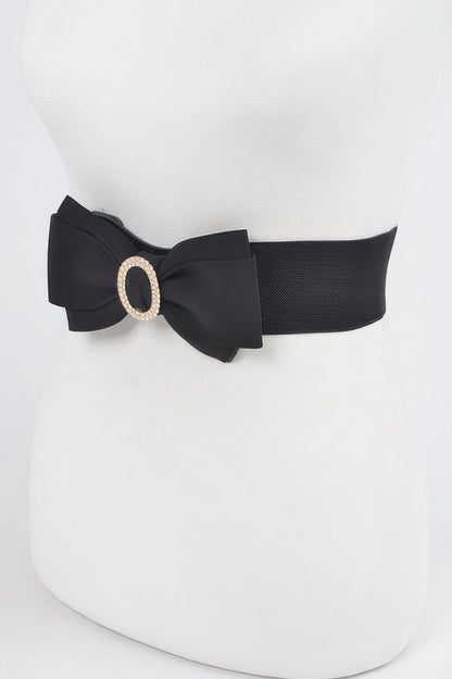 Rhinestone Bow Buckle Stretch Belt