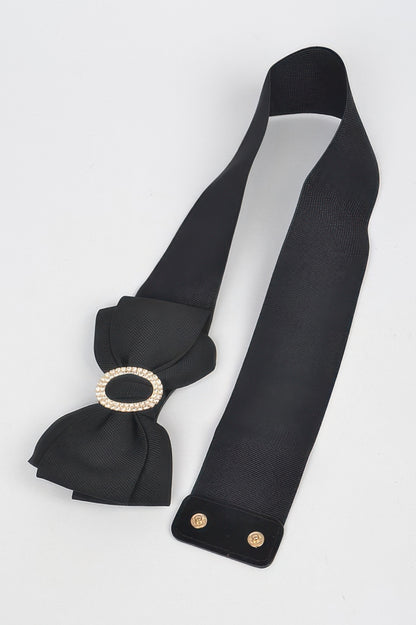 Rhinestone Bow Buckle Stretch Belt