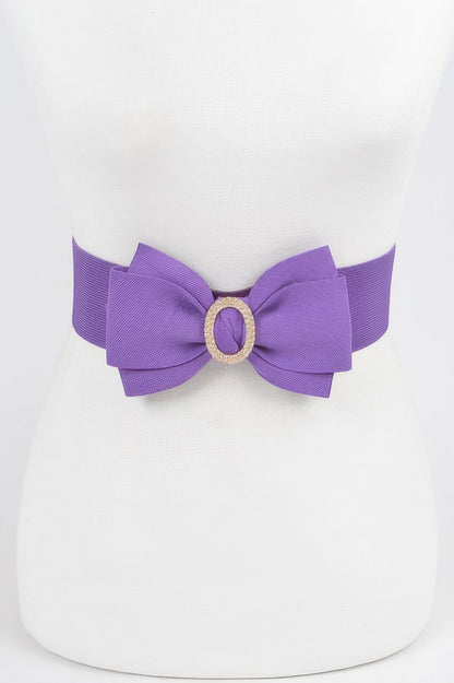 Rhinestone Bow Buckle Stretch Belt