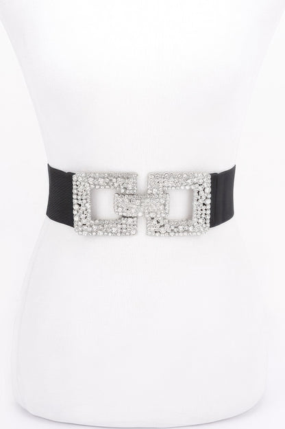 Rhinestone Buckle Elastic Belt