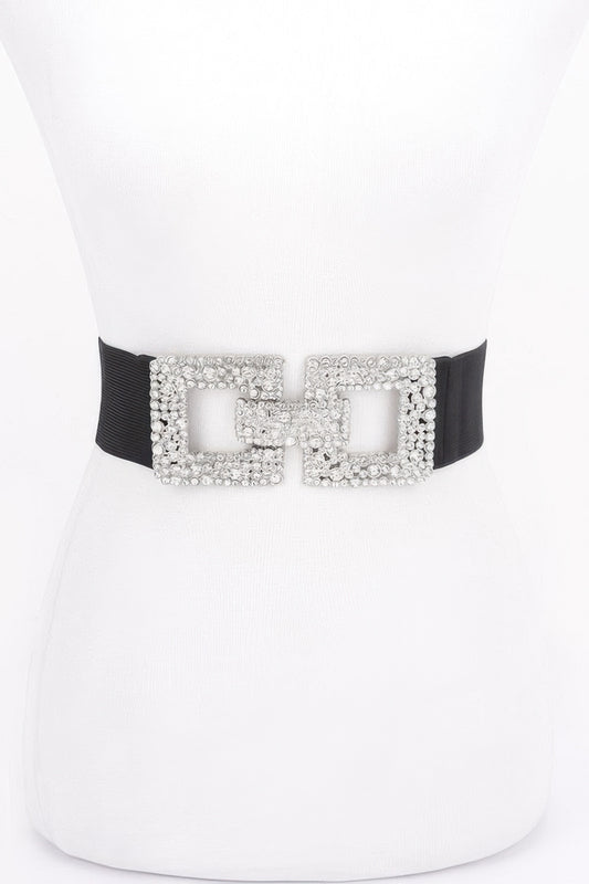 Rhinestone Buckle Elastic Belt