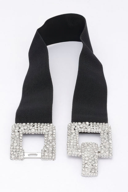 Rhinestone Buckle Elastic Belt