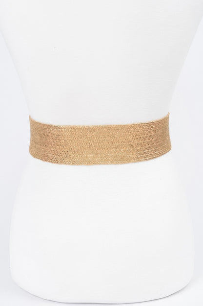 Multi Stone Metallic Straw Stretch Plus Size Belt