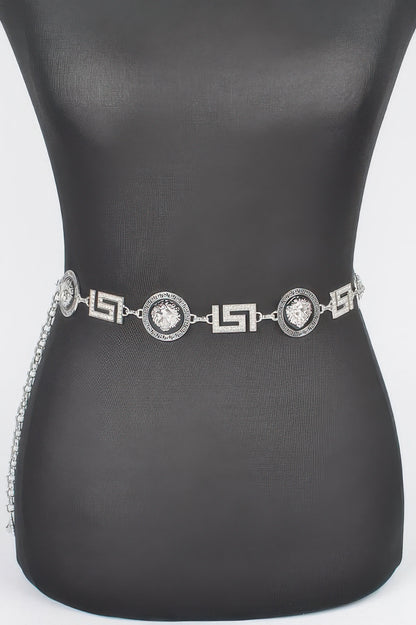 Metal Rhinestone Plus Size Chain Belt