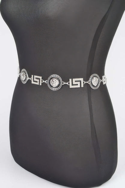 Metal Rhinestone Plus Size Chain Belt