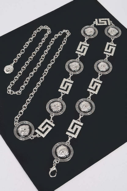 Metal Rhinestone Plus Size Chain Belt