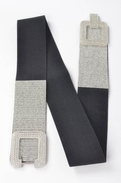 Rhinestone Buckle Plus Size Elastic Belt