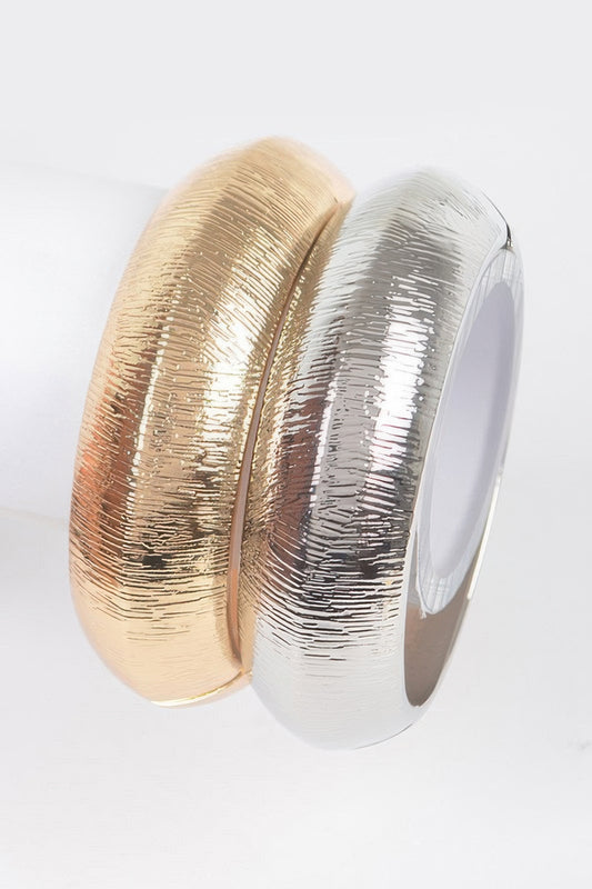 Two Pieces Set Wide Metal Bangle