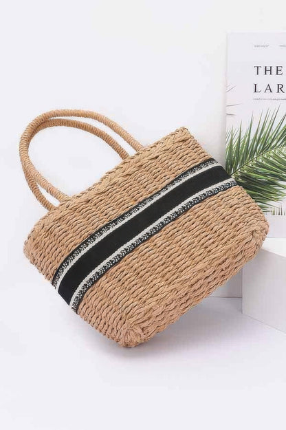 Faux Straw Small Tote Bag