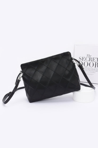 Quilted Faux Leather Bucket Crossbody Bag